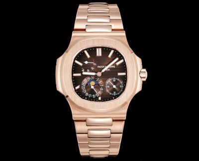 Patek Philippe Nautilus Cal.240PS 40mm Rose Gold Stainless Steel Strap Brown Dial Watch